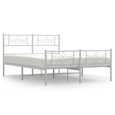 vidaXL Bedframe met hoofd- en voeteneinde metaal wit 120 x 190 cm