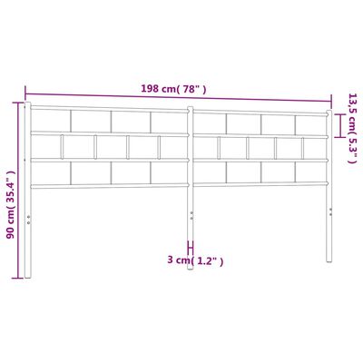 vidaXL Hoofdbord 193 cm metaal zwart