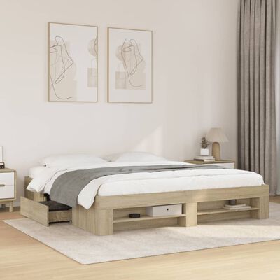 vidaXL Bedframe bewerkt hout sonoma eikenkleurig 180x200 cm