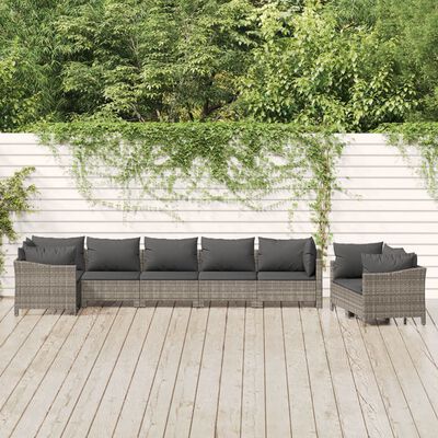 vidaXL 8-delige Loungeset met kussens poly rattan grijs