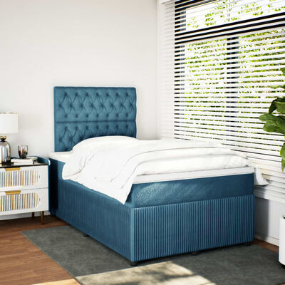 vidaXL Boxspring met matras fluweel blauw 120x190 cm