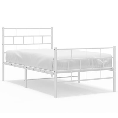 vidaXL Bedframe met hoofd- en voeteneinde metaal wit 75x190 cm