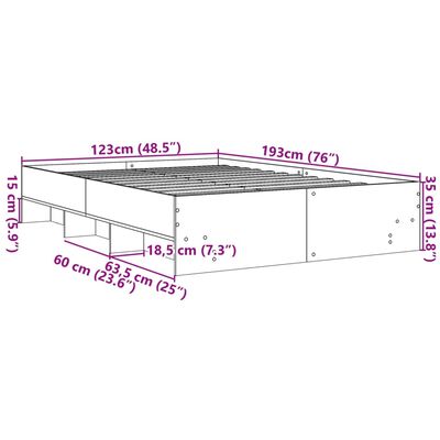 vidaXL Bedframe bewerkt hout wit 120x190 cm