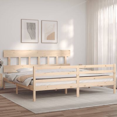 vidaXL Bedframe met hoofdbord massief hout 200x200 cm