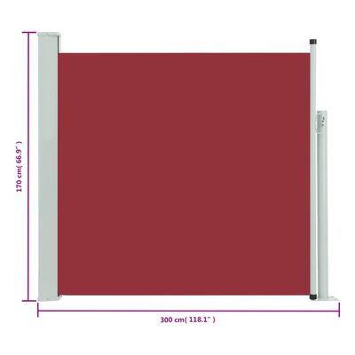 vidaXL Tuinscherm uittrekbaar 170x300 cm rood