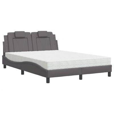 vidaXL Bed met matras kunstleer grijs 120x200 cm