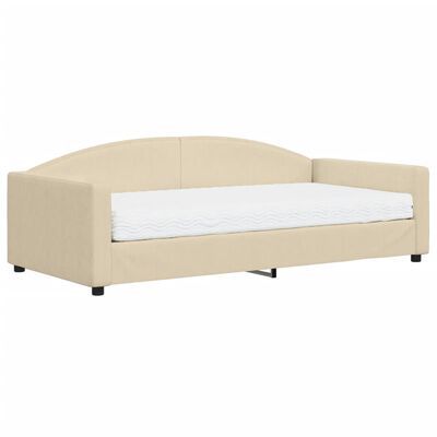 vidaXL Slaapbank met matras 100x200 cm stof crèmekleurig