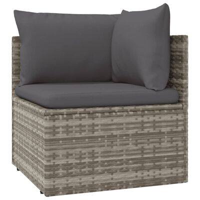 vidaXL 7-delige Loungeset met kussens poly rattan grijs