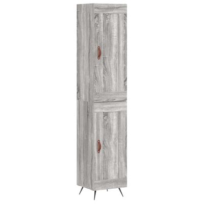 vidaXL Hoge kast 34,5x34x180 cm bewerkt hout grijs sonoma eikenkleurig