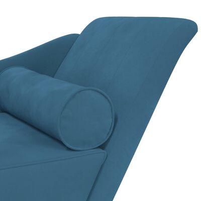 vidaXL Chaise longue met kussens fluweel blauw