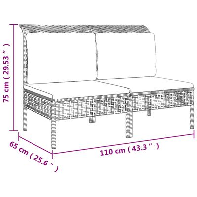 vidaXL 6-delige Loungeset met kussens poly rattan grijs