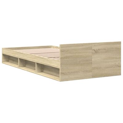 vidaXL Bedframe met lade bewerkt hout sonoma eikenkleurig 75x190 cm