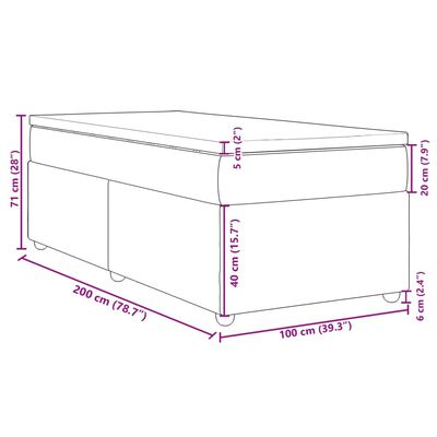 vidaXL Boxspring met matras stof lichtgrijs 100x200 cm