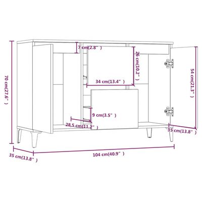 vidaXL Dressoir 104x35x70 cm bewerkt hout grijs sonoma eikenkleurig