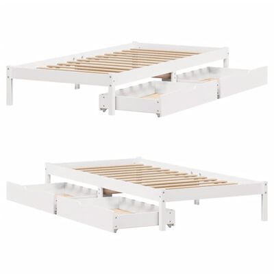 vidaXL Bedframe zonder matras massief grenenhout wit 90x200 cm