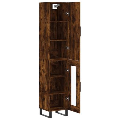 vidaXL Hoge kast 34,5x34x180 cm bewerkt hout gerookt eikenkleurig