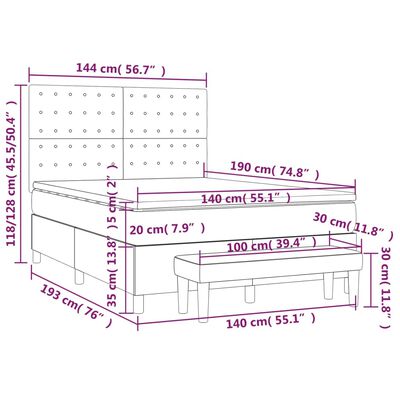 vidaXL Boxspring met matras kunstleer cappuccinokleurig 140x190 cm