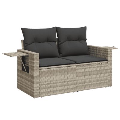 vidaXL 7-delige Loungeset met kussens poly rattan lichtgrijs