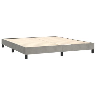 vidaXL Boxspring met matras fluweel lichtgrijs 180x200 cm