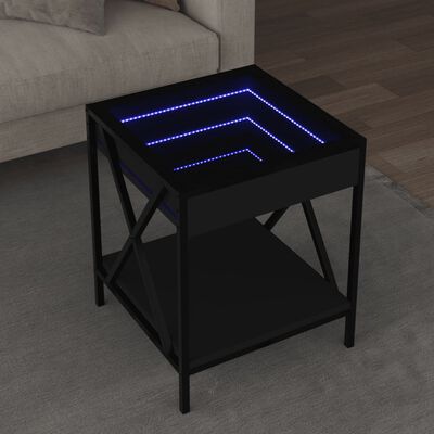 vidaXL Salontafel met Infinity LED 40x40x49 cm zwart