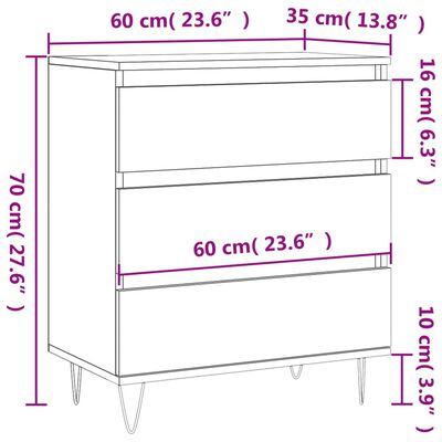 vidaXL Dressoir 60x35x70 cm bewerkt hout grijs sonoma eikenkleurig