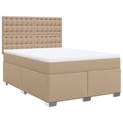 vidaXL Boxspring met matras kunstleer cappuccinokleurig 140x200 cm