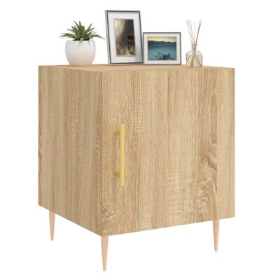 vidaXL Nachtkastjes 2 st 40x40x50 cm bewerkt hout sonoma eikenkleurig