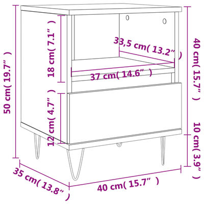 vidaXL Nachtkastje 40x35x50 cm bewerkt hout hoogglans wit