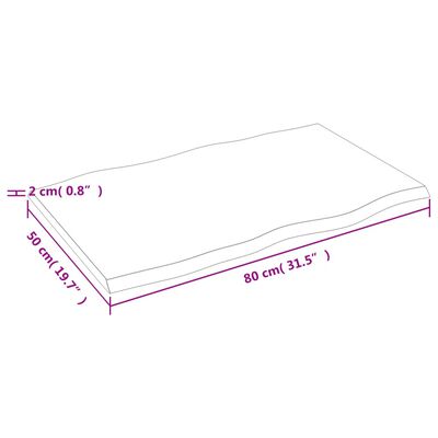 vidaXL Tafelblad natuurlijke rand 80x50x2 cm massief eikenhout