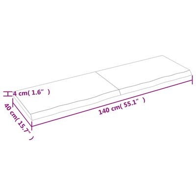 vidaXL Wastafelblad 140x40x(2-4) cm onbehandeld massief hout