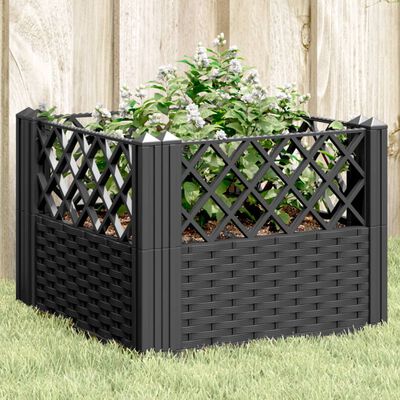 vidaXL Plantenbak met pinnen 43,5x43,5x43,5 cm polypropeen zwart