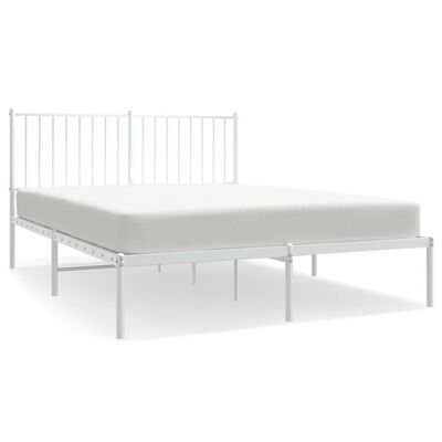 vidaXL Bedframe met hoofdbord metaal wit 135x190 cm