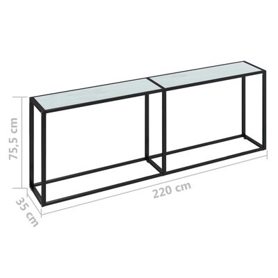 vidaXL Wandtafel 220x35x75,5 cm gehard glas witmarmerkleurig