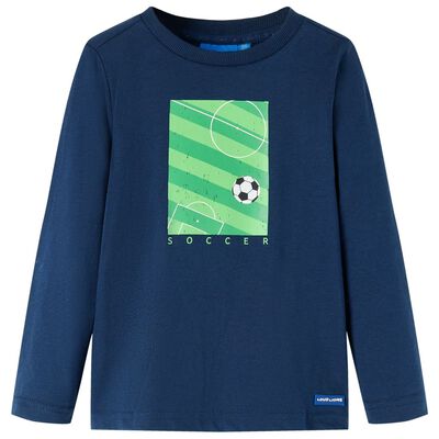 Kindershirt met lange mouwen 140 marineblauw