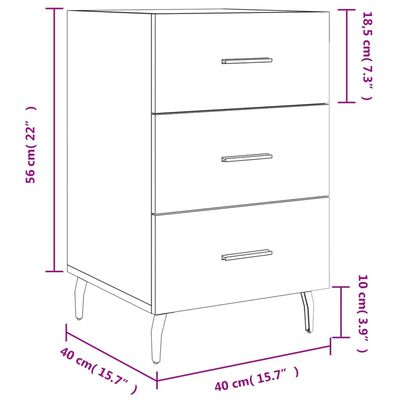 vidaXL Nachtkastje 40x40x66 cm bewerkt hout hoogglans wit