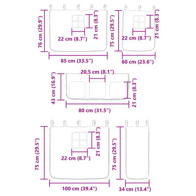 vidaXL Stapelbed met gordijnen 80x200 cm grenenhout wit en zwart