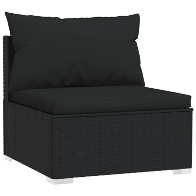 vidaXL 11-delige Loungeset met kussens poly rattan zwart