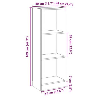 vidaXL Boekenkast met 3 schappen 40x24x109 cm bewerkt hout betongrijs