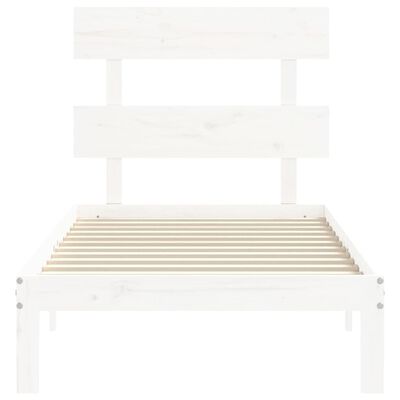 vidaXL Bedframe met hoofdbord massief hout wit 100x200 cm