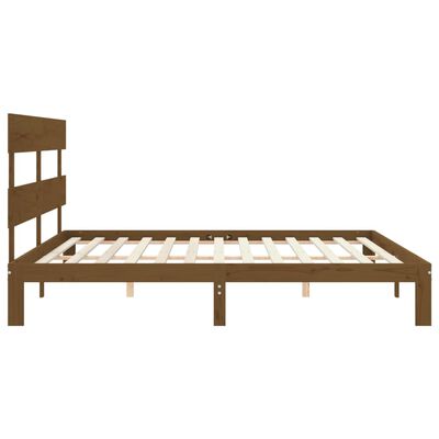 vidaXL Bedframe met hoofdbord massief hout honingbruin 200x200 cm