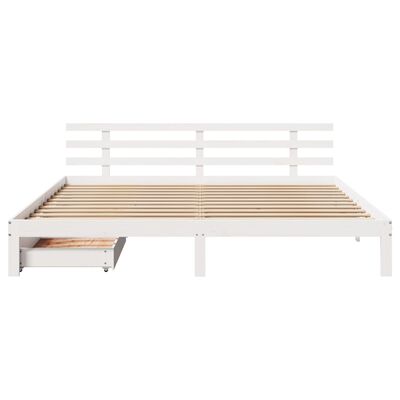 vidaXL Bedframe met lades massief grenenhout wit 180x200 cm