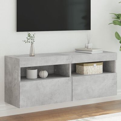 vidaXL Tv-wandmeubel met LED-verlichting 100x30x40 cm betongrijs