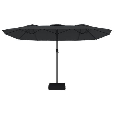 vidaXL Parasol dubbel dak met LED 449x245 cm zwart