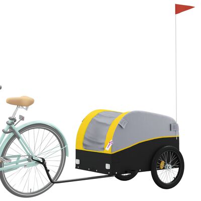 vidaXL Fietstrailer 45 kg ijzer zwart en geel