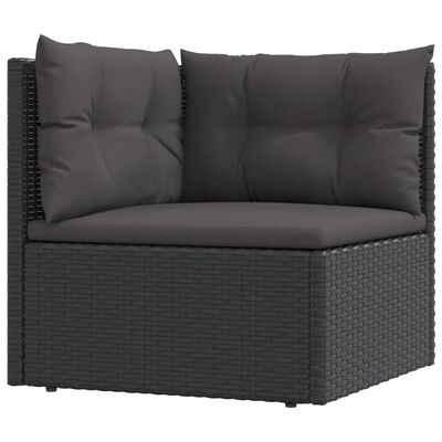 vidaXL 10-delige Loungeset met kussens poly rattan zwart