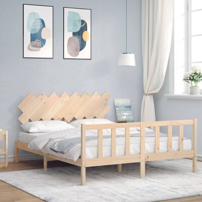 vidaXL Bedframe met hoofdbord massief hout 160x200 cm