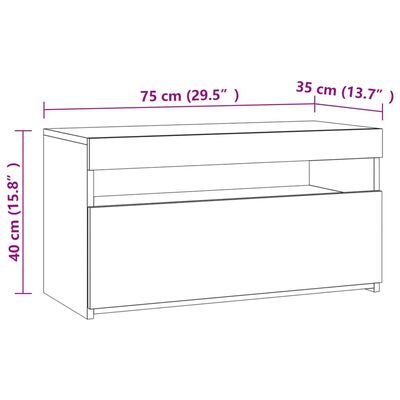 vidaXL Tv-meubel met LED-verlichting 75x35x40 cm grijs sonoma eiken