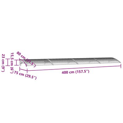 vidaXL Deurluifel 400x75 cm polycarbonaat zwart