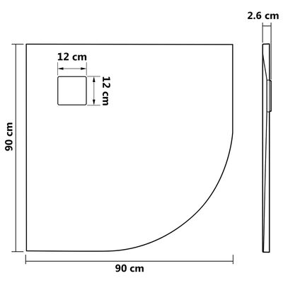 vidaXL Douchebak 90x90 cm SMC bruin