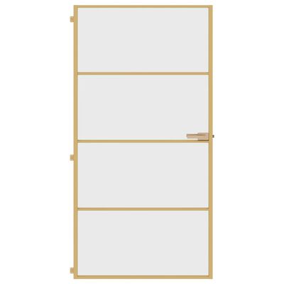 vidaXL Binnendeur smal 102,5x201,5 cm gehard glas en aluminium goud